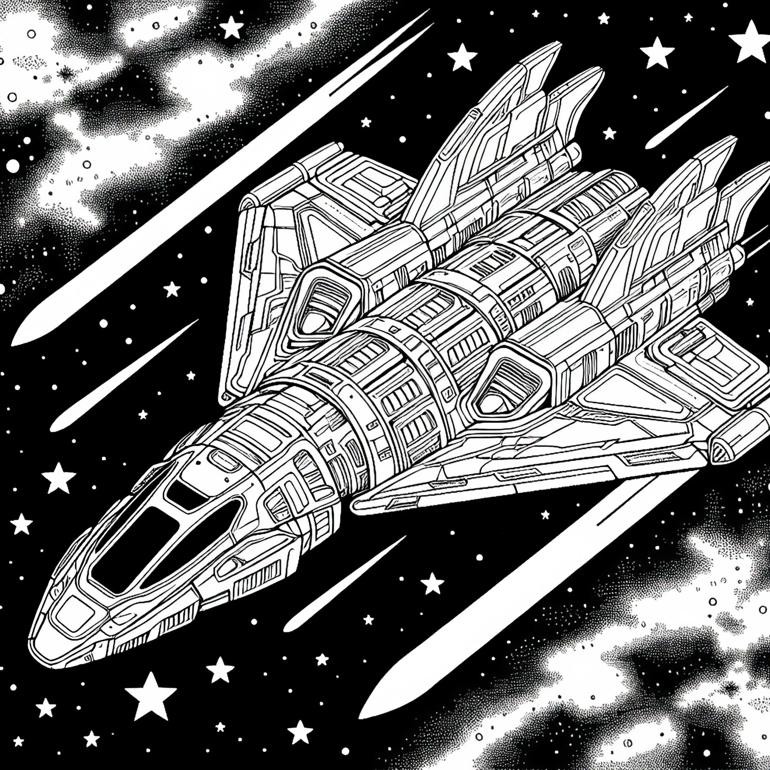 Futuristisches Raumschiff Ausmalbild Gratis