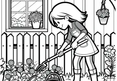 Gärtnerin jäten Unkraut im Garten – Malvorlage gratis