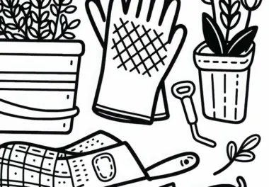 Gartenhandschuhe für Gärtner – Ausmalbild kostenlos