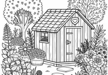 Gartenhaus Malvorlage für Mädchen ab neun – Kostenlos herunterladen