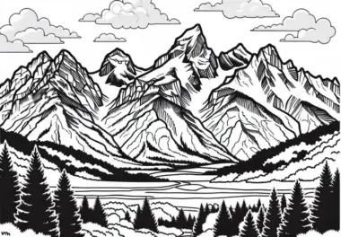 Die Gebirgslandschaft als Ausmalbild