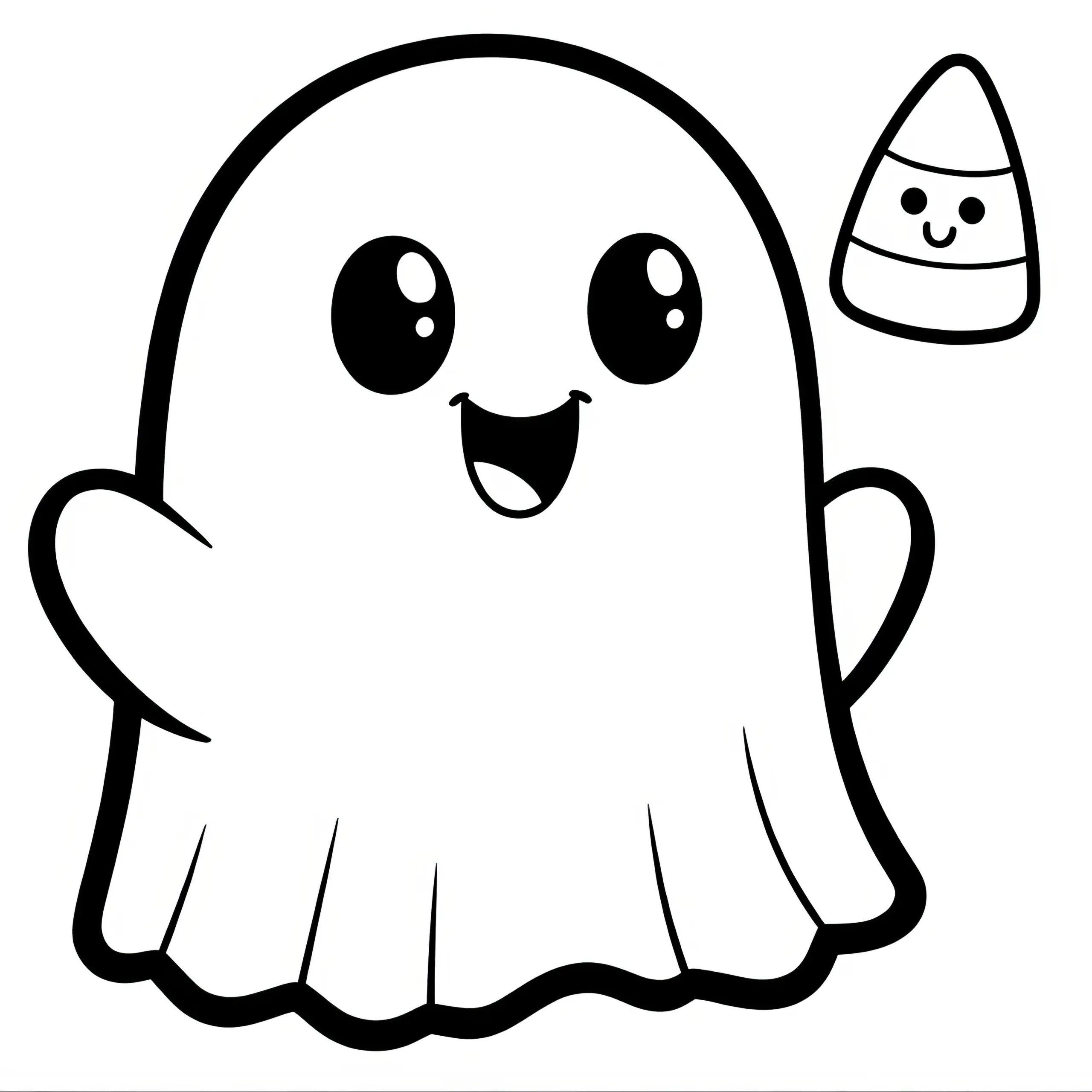 Geist: Einfache Halloween Malvorlage (Gratis) (Ausmalbild)