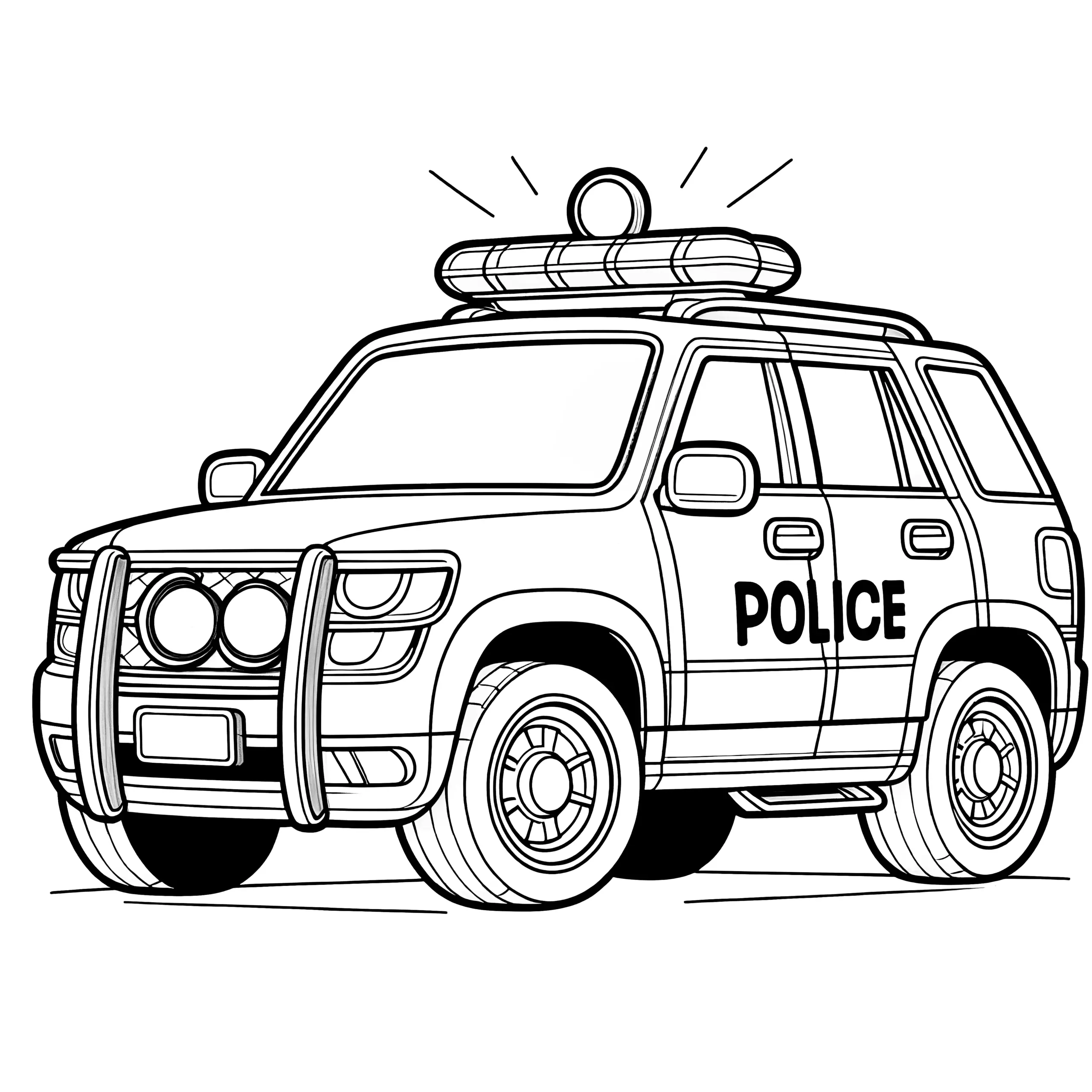 Gelände Polizeiwagen zum Ausmalen: Jetzt gratis herunterladen (Ausmalbild)