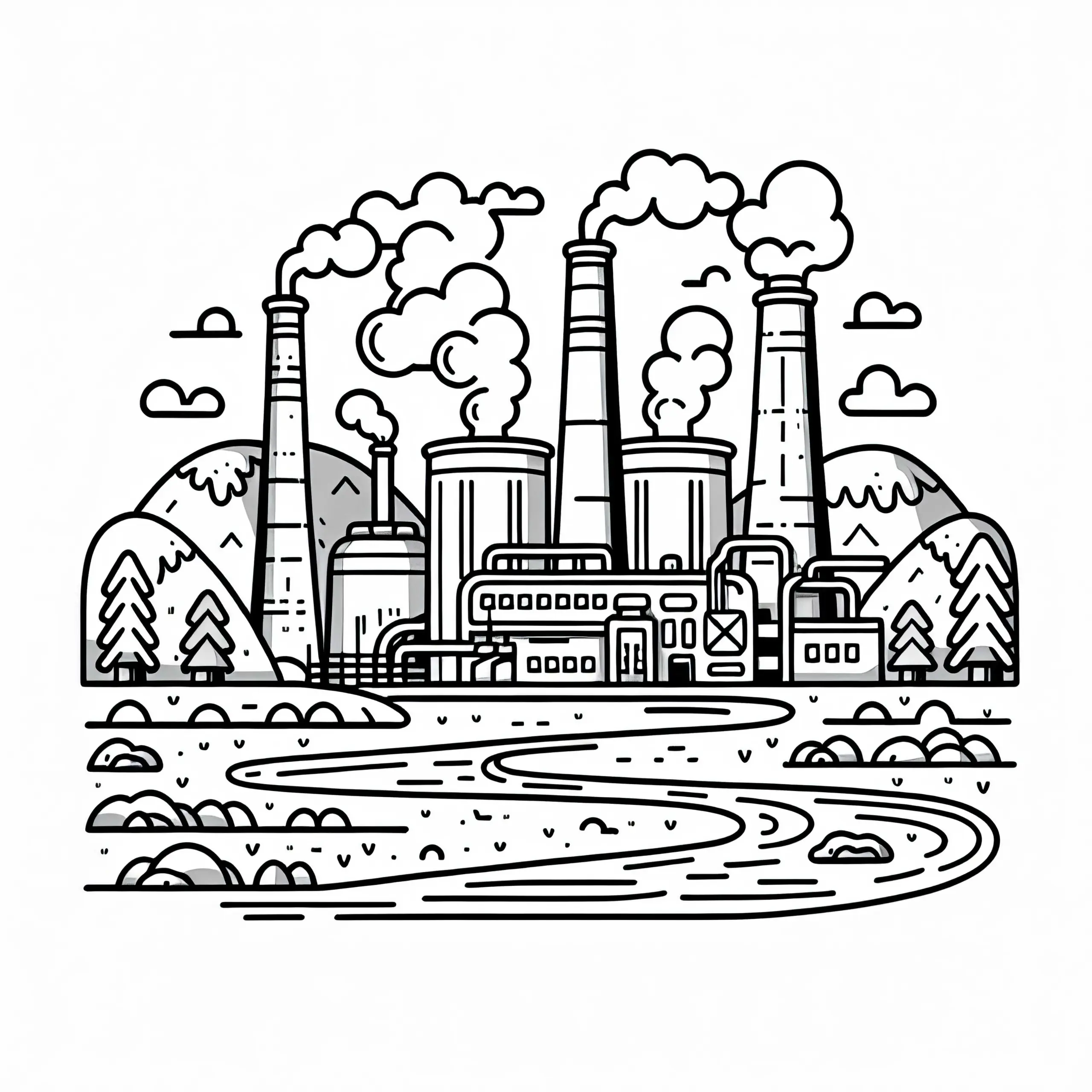 Geothermiekraftwerk Ausmalbild Kostenlos