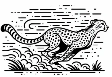 Gepard sprintet über die Steppe – Ausmalbild gratis