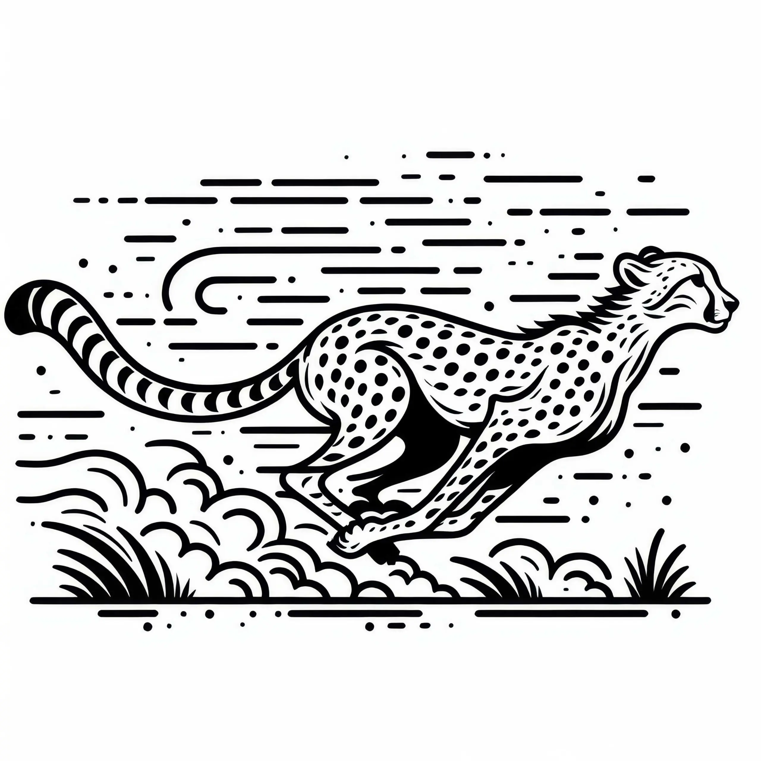 Gepard sprintet über die Steppe – Ausmalbild gratis