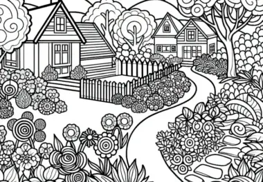 Garten-Ausmalbilder: Landschaftsmotive kostenlos ausmalen