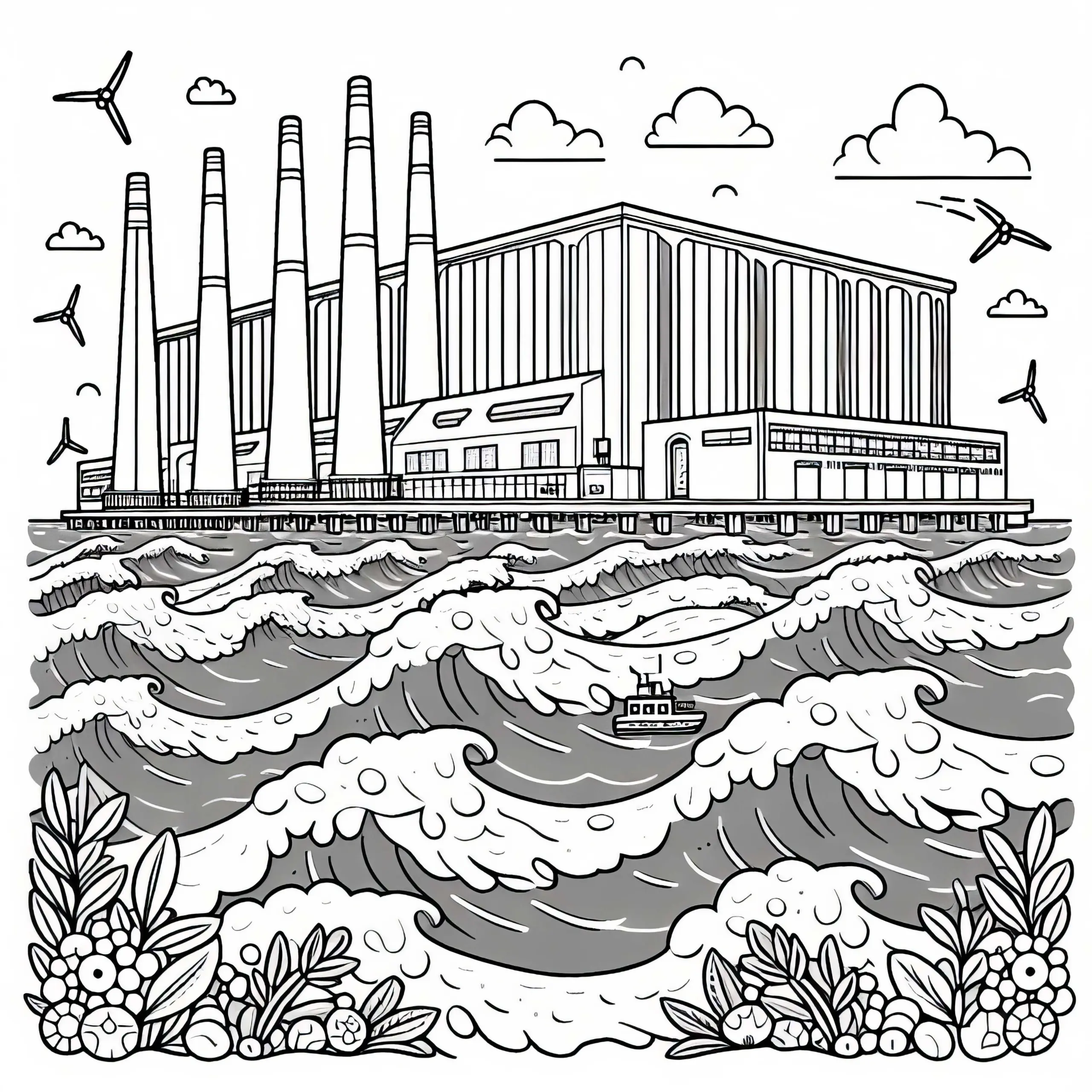 Gezeitenkraftwerk Ausmalbild Gratis