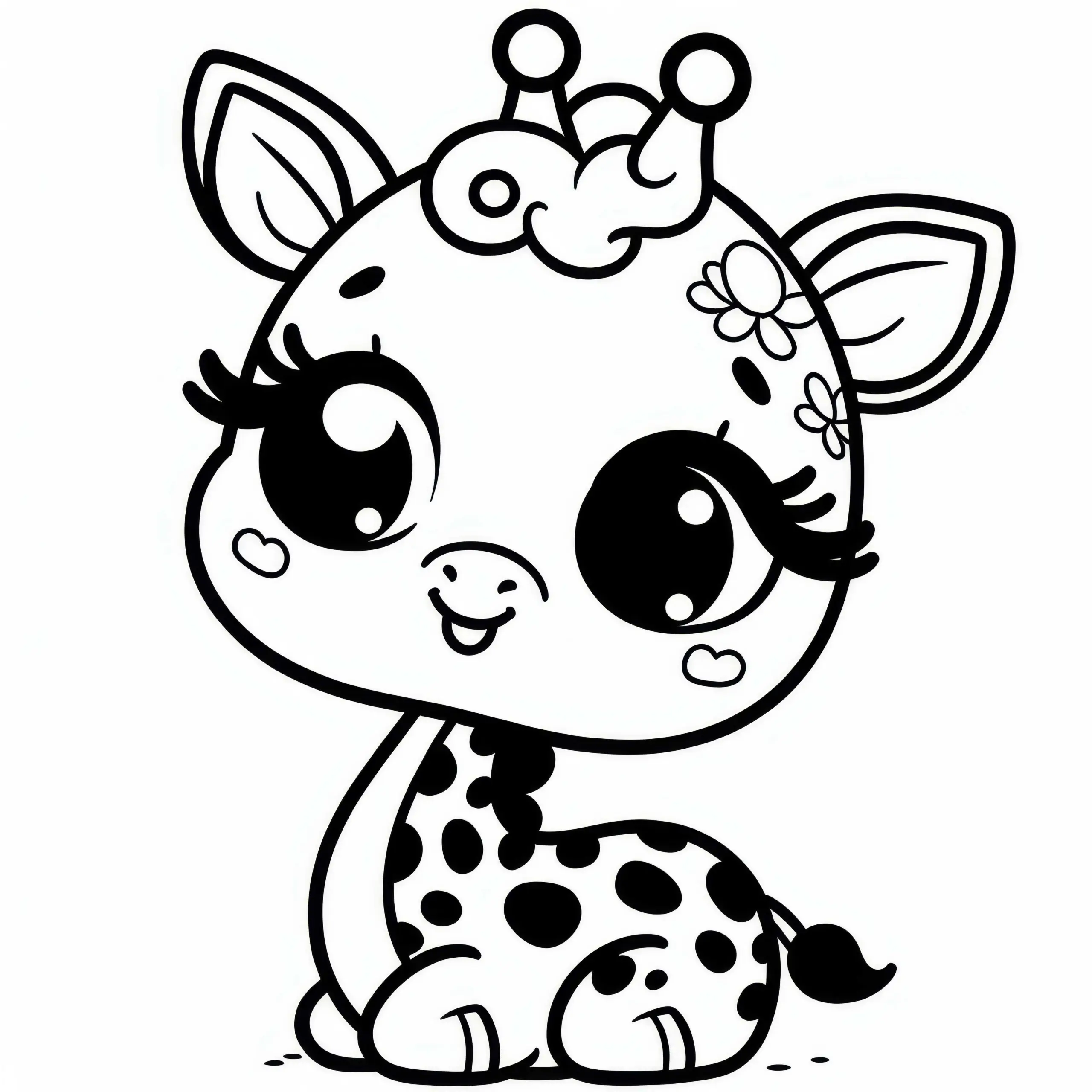 Giraffe als Comicfigur Malvorlage Kostenlos (Ausmalbild)