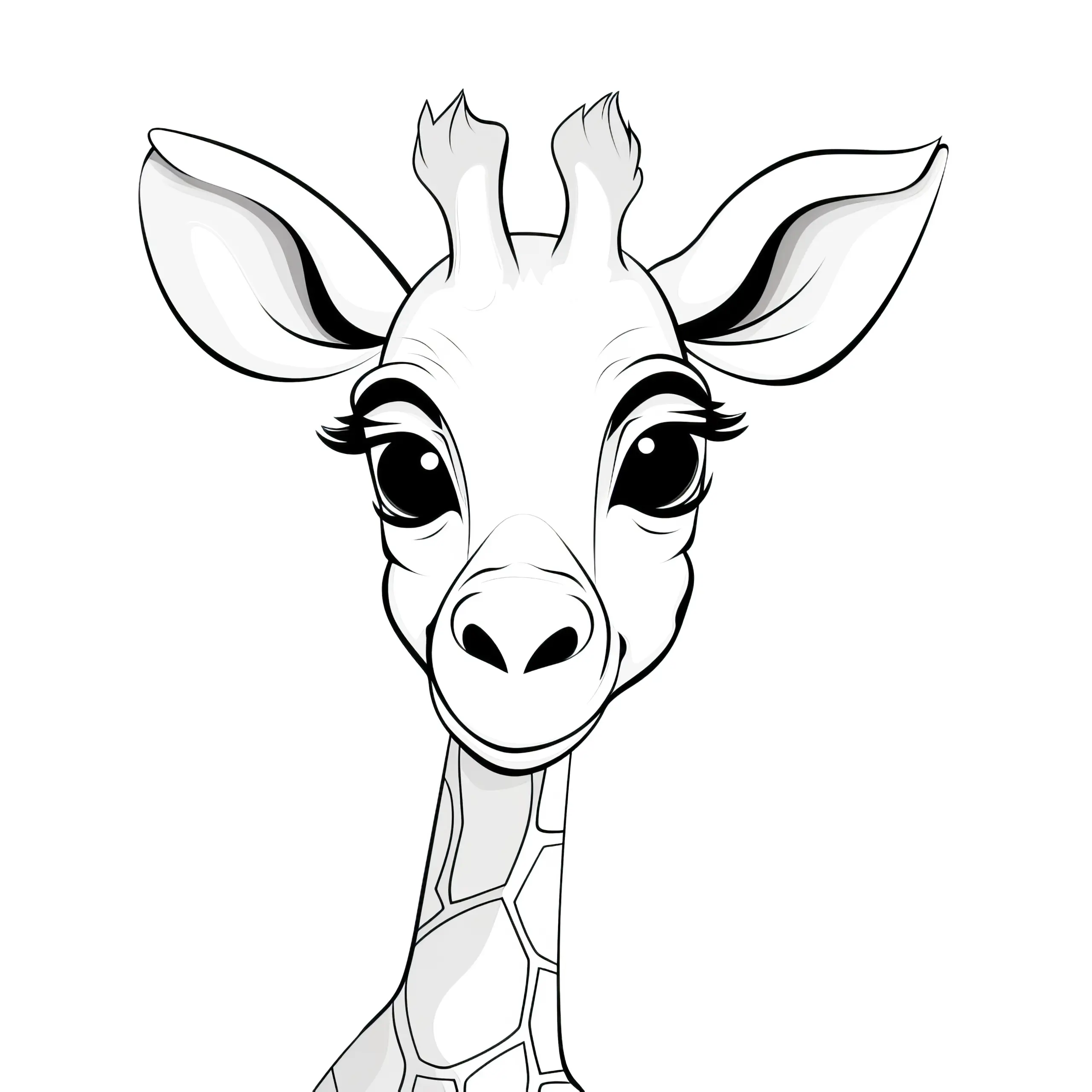 Giraffen Kopf zum Ausmalen: Malvorlage zum Download (Gratis) (Ausmalbild)