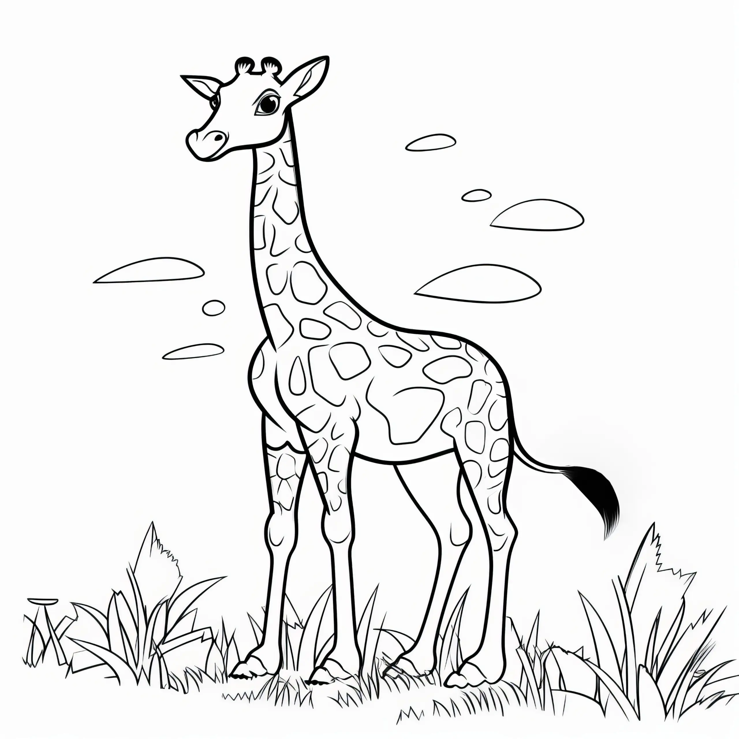 Giraffe in malerischen Landschaft: Kostenloses Ausmalbild