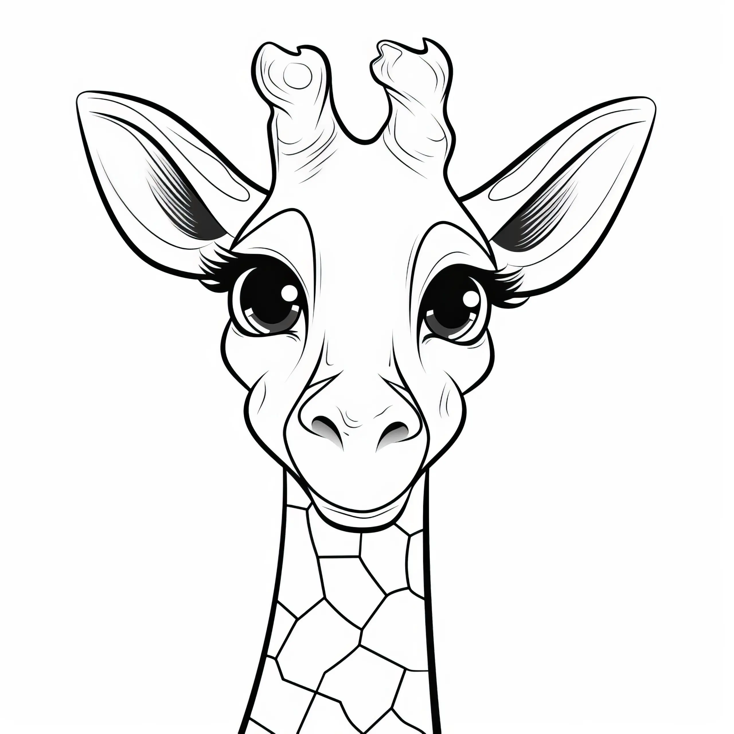 Giraffenkopf als wunderschöne Malvorlage (Kostenlos) (Ausmalbild)