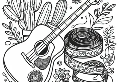 Gitarrengurt Malvorlage für Zupfinstrumente – Kostenloses Ausmalbild