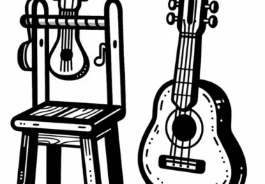 Gitarrenständer Ausmalbild für Zubehör und Zupfinstrumente