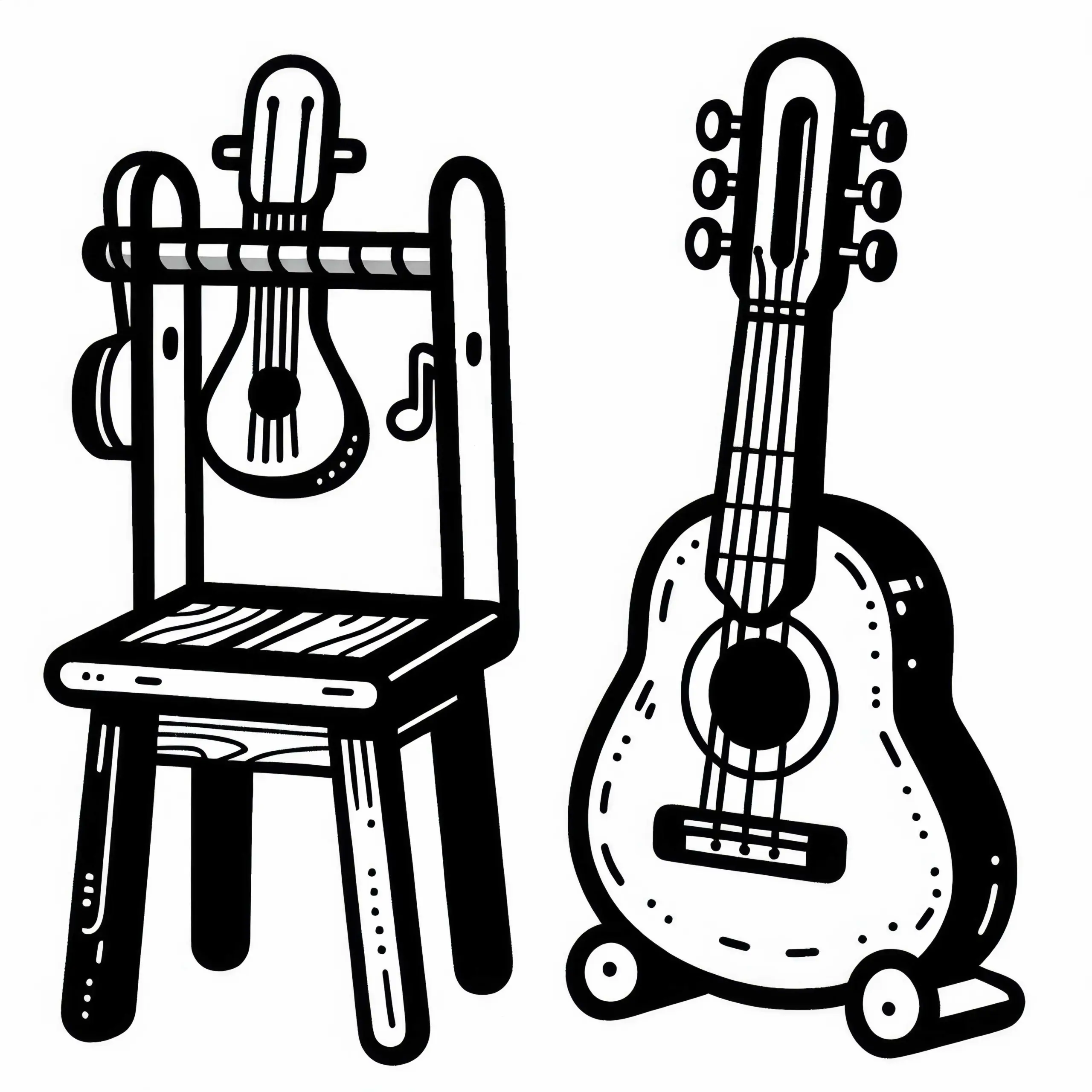 Gitarrenständer Ausmalbild für Zubehör und Zupfinstrumente