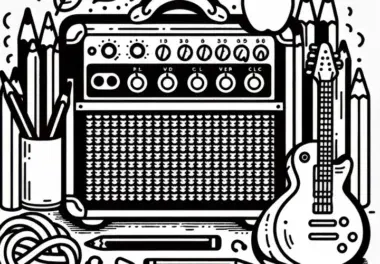 Gitarrenverstärker Ausmalbild für Zupfinstrumente – Kostenloser Download