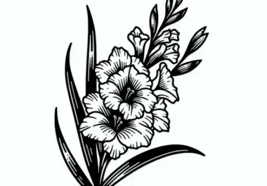 Gladiolenstängel in voller Blüte – Kostenlose Ausmalbild für Sommerblumen