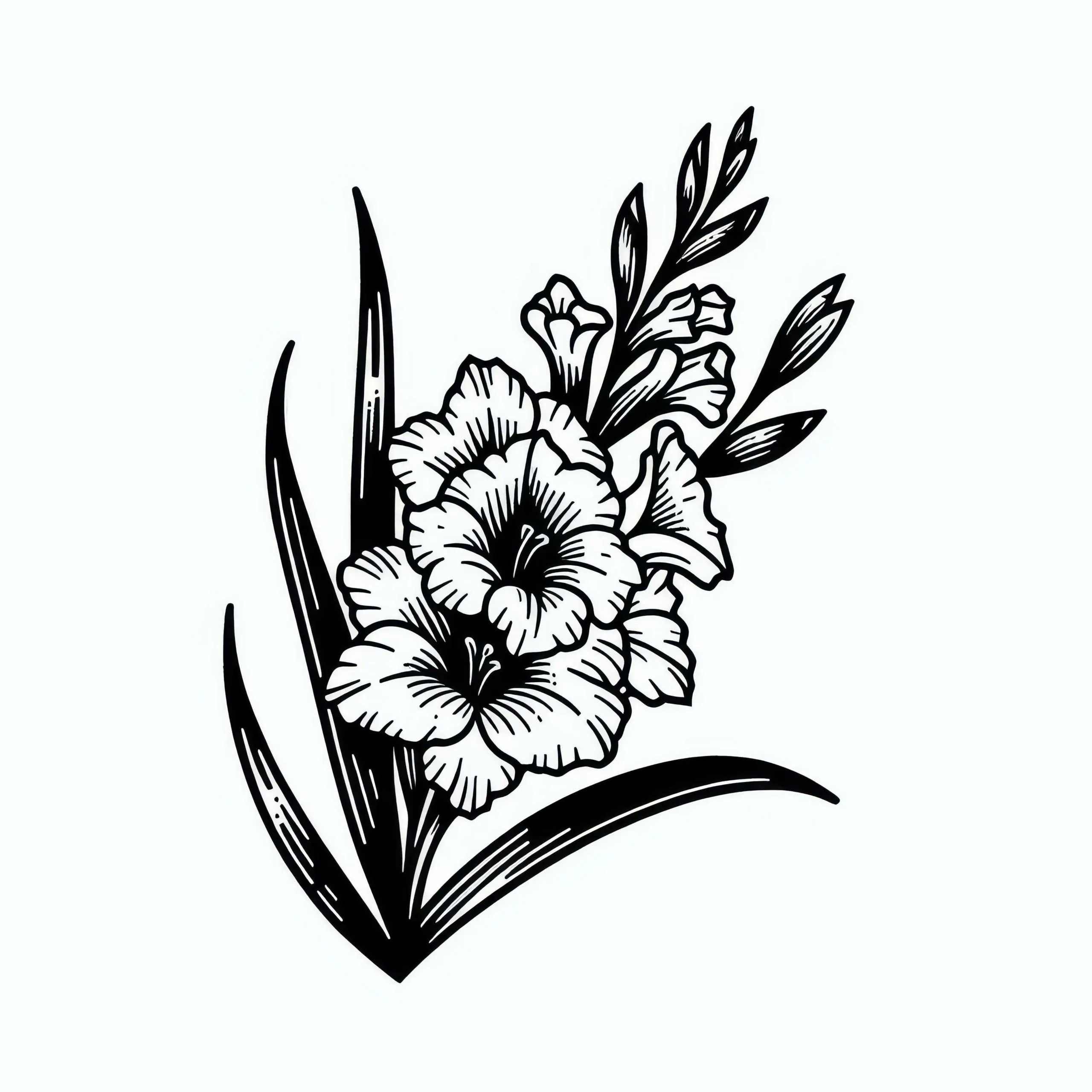 Gladiolenstängel in voller Blüte – Kostenlose Ausmalbild für Sommerblumen