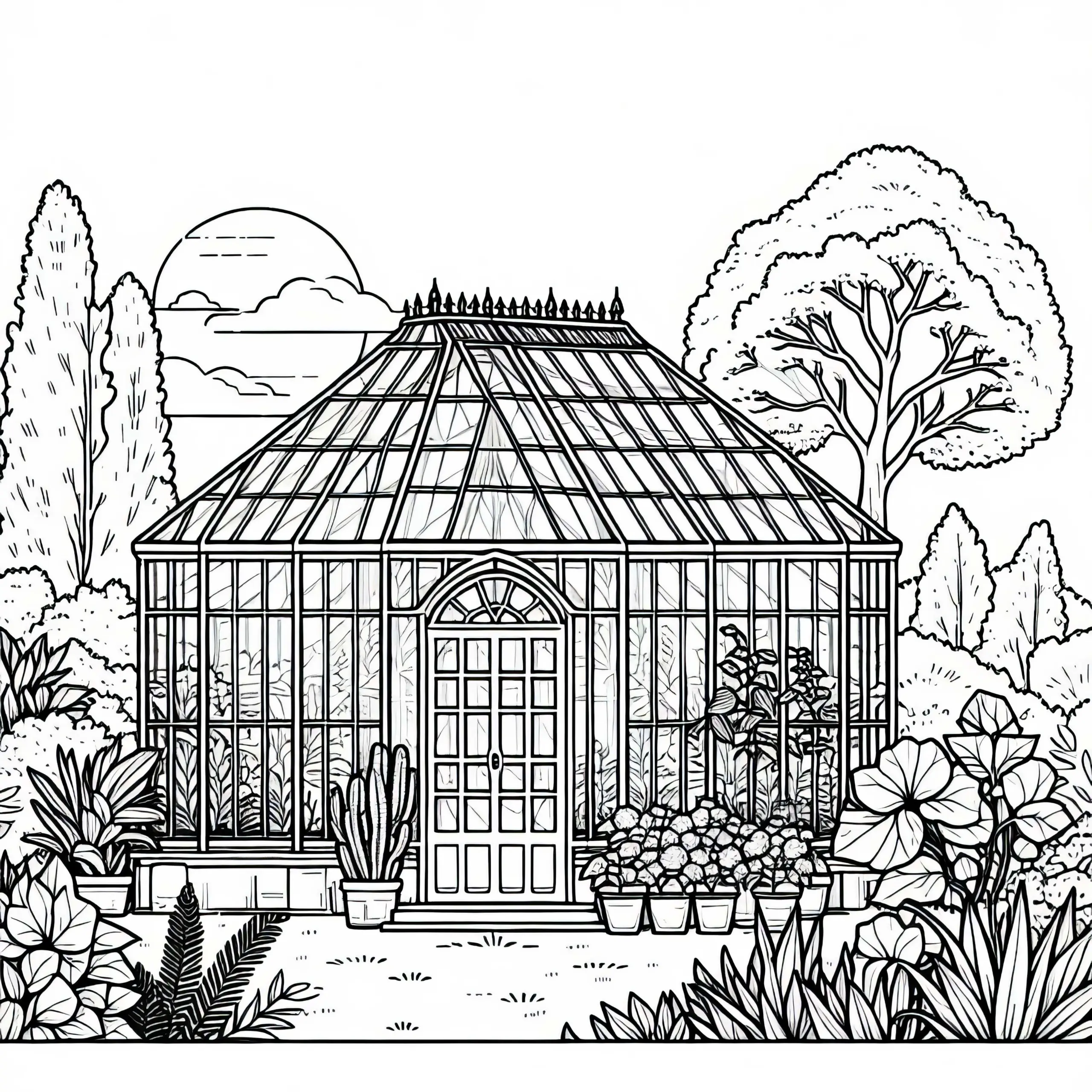 Glashaus Ausmalbild Kostenlos