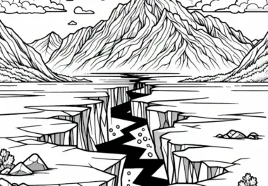 Gletscher spaltet sich – Ausmalbild zum Download