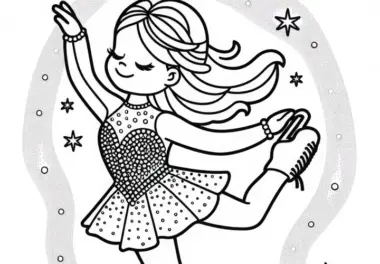 Glitzerndes Kleid einer Eiskunstläuferin als Ausmalbild