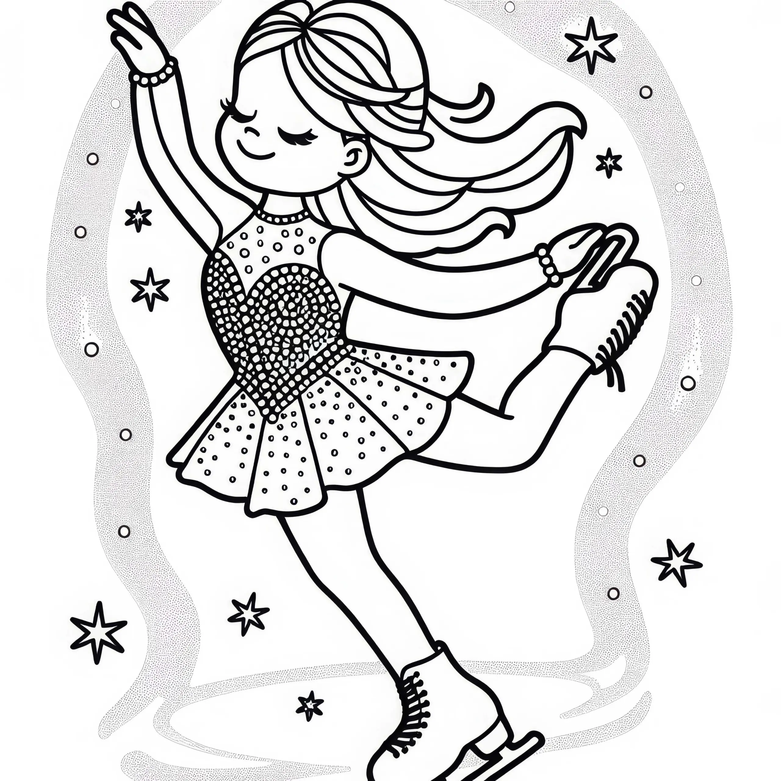 Glitzerndes Kleid einer Eiskunstläuferin als Ausmalbild