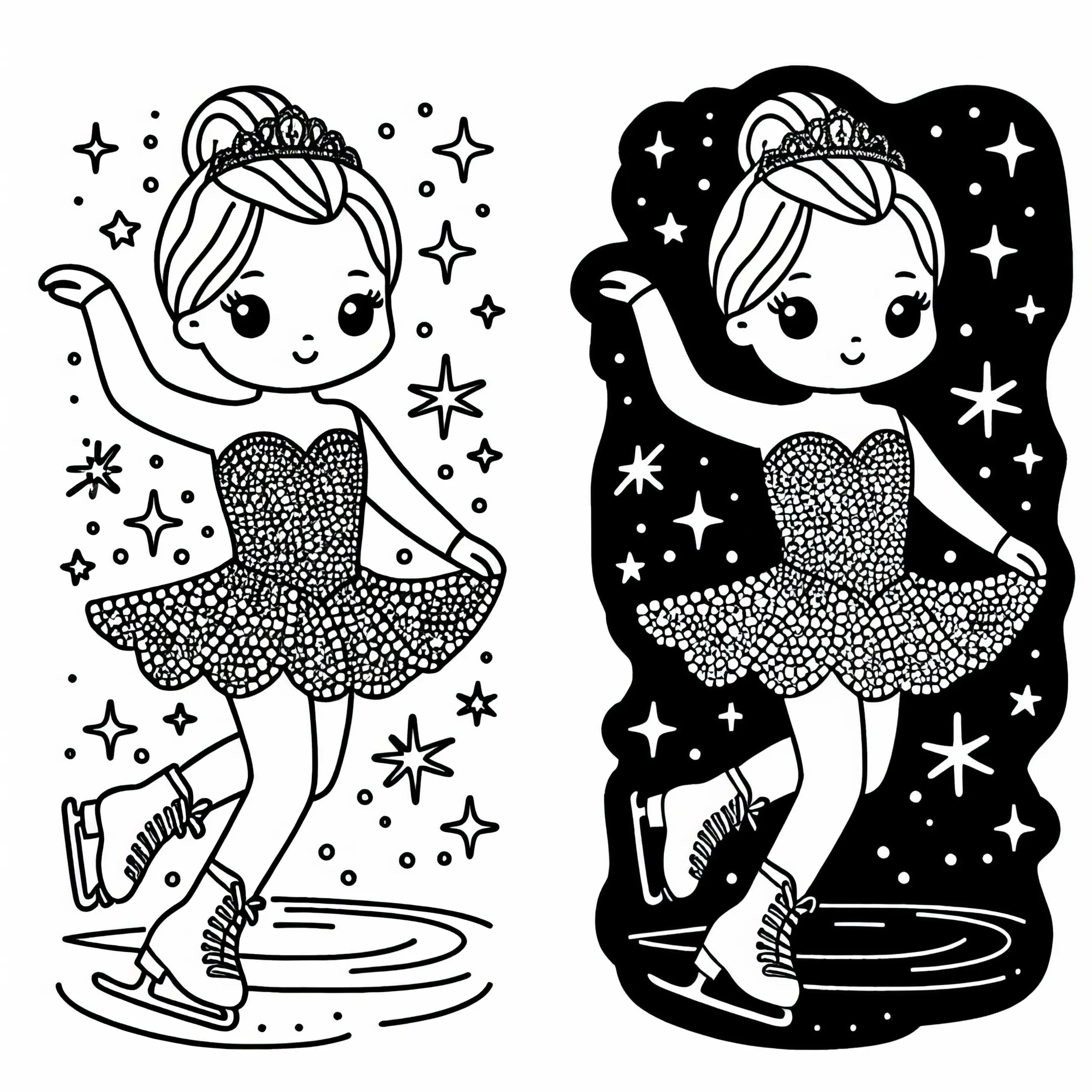 Glitzerndes Kostüm für Eiskunstlauf Wettbewerbe – Ausmalbild Kostenlos