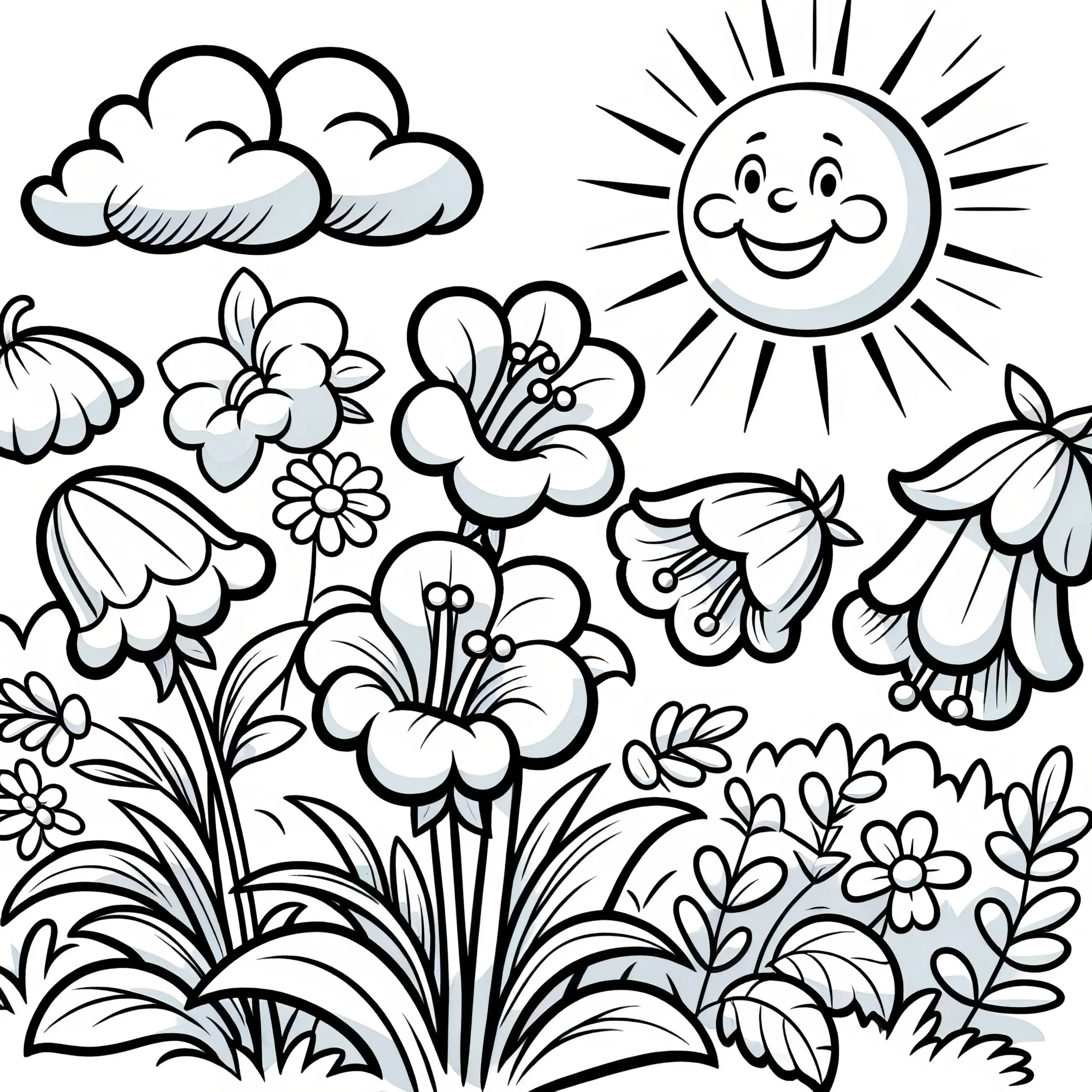Glockenblumen Blüten: Ausmalbild für Kinder (Kostenlos)