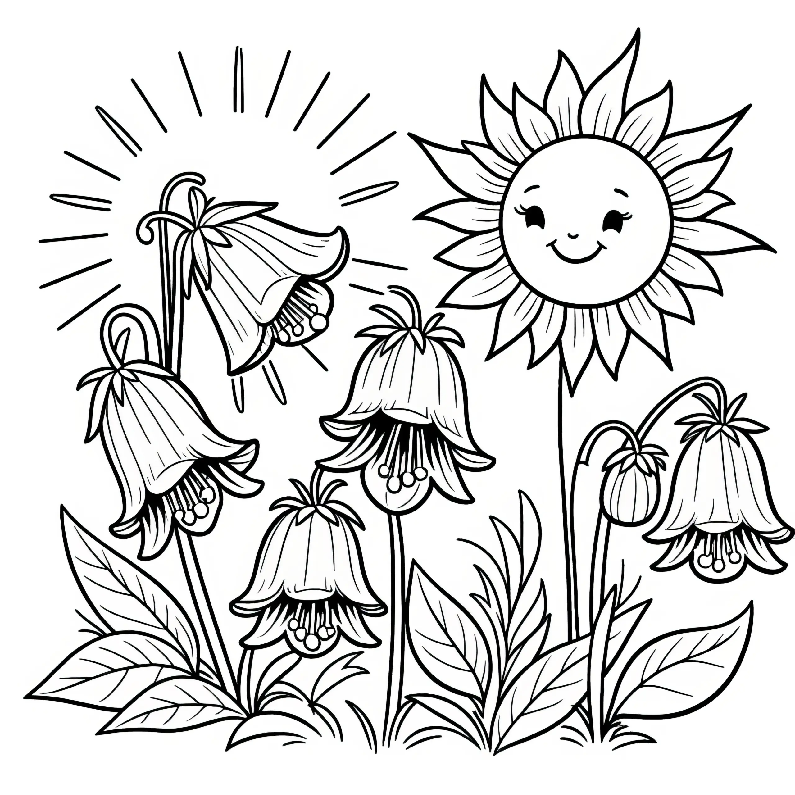 Glockenblumen Blüten zum Ausmalen: Kostenlose Malvorlage (Ausmalbild)