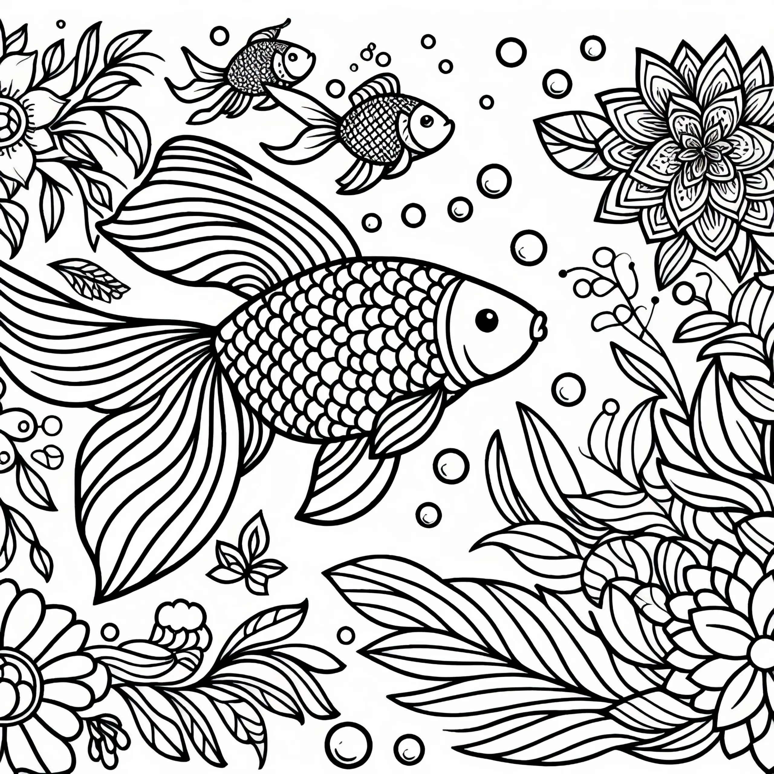 Goldfisch Malvorlage Gratis zum Ausmalen und Herunterladen (Ausmalbild)