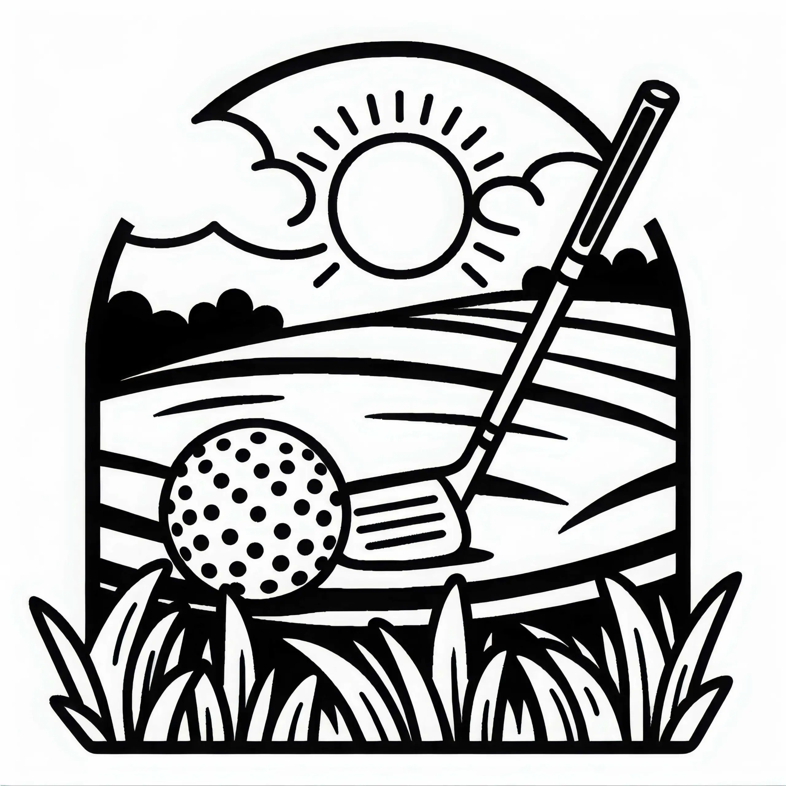 Golfball Ausmalbild einfach gratis Herunterladen