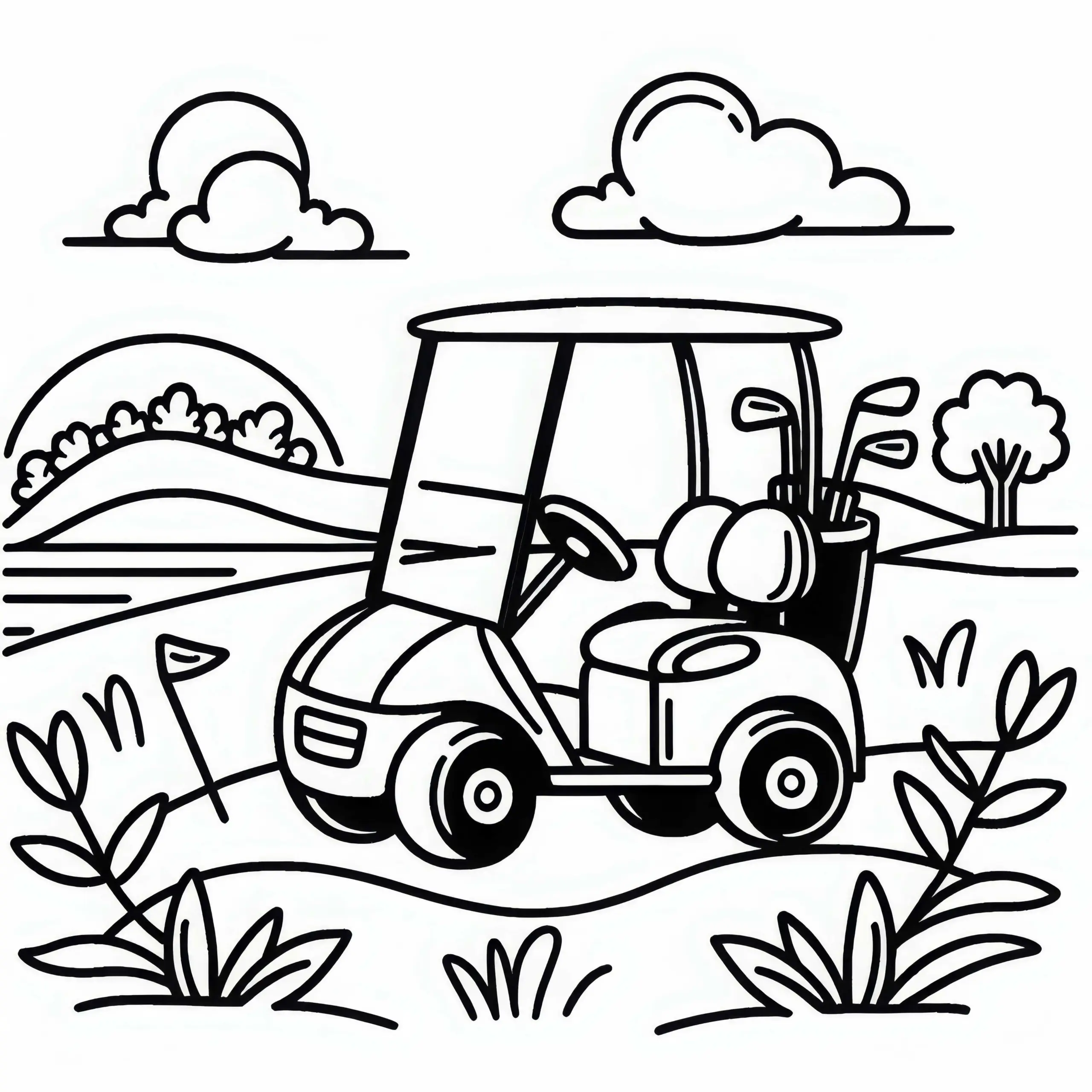 Golfcart Ausmalbild Kostenlos