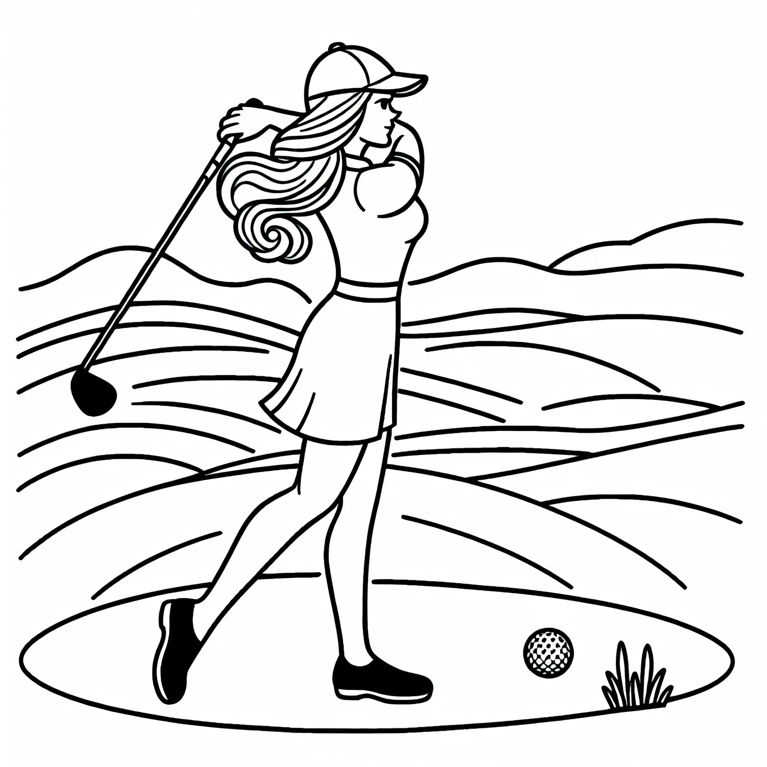 Golferin Malvorlage gratis (Ausmalbild)