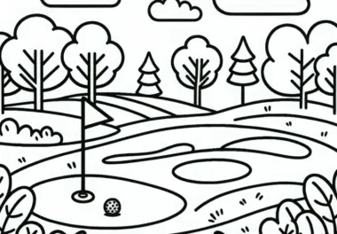 Golfplatz Ausmalbild Gratis für Kreative