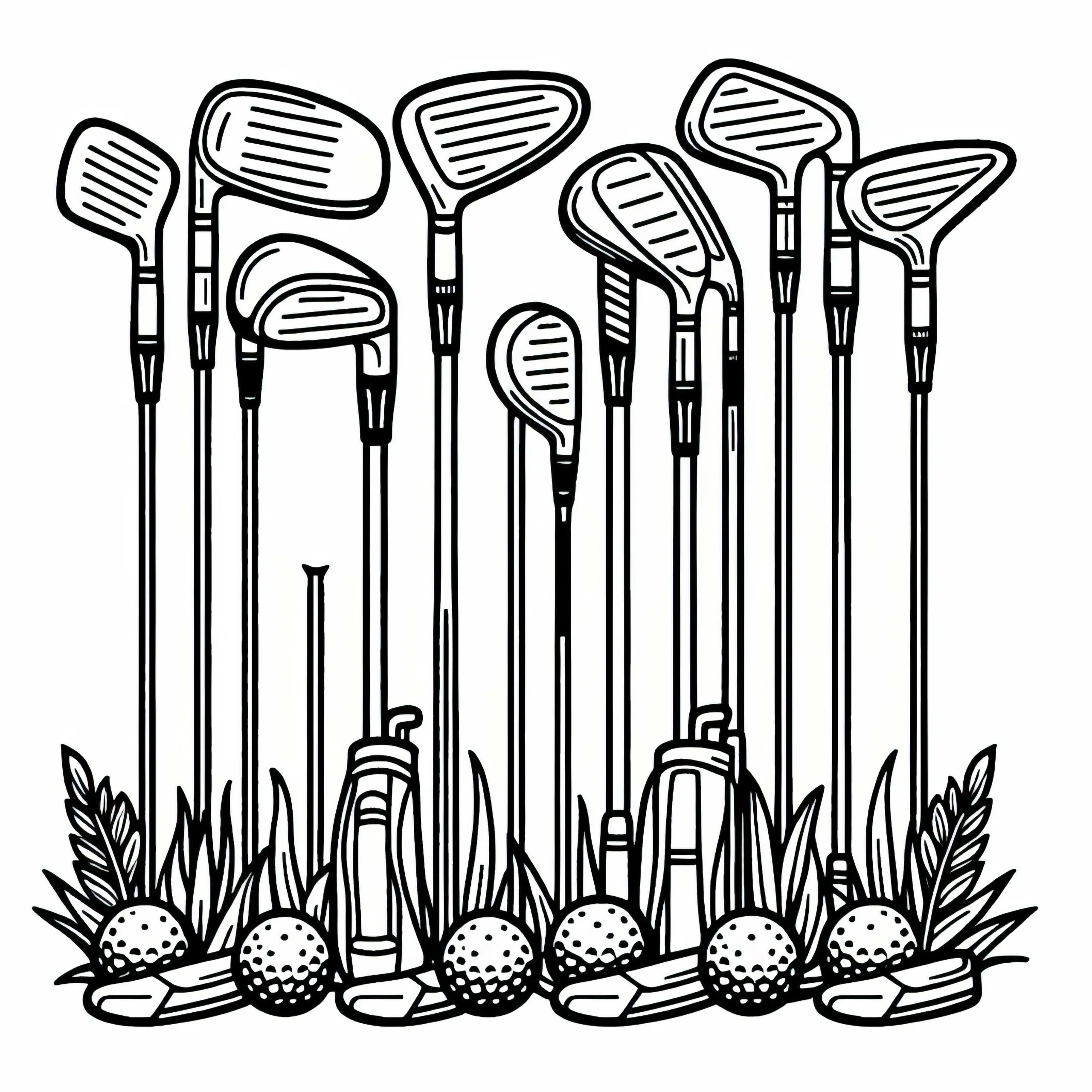 Golfschläger Set Malvorlage gratis (Ausmalbild)