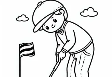 Golfspieler locht ein Ausmalbild kostenlos