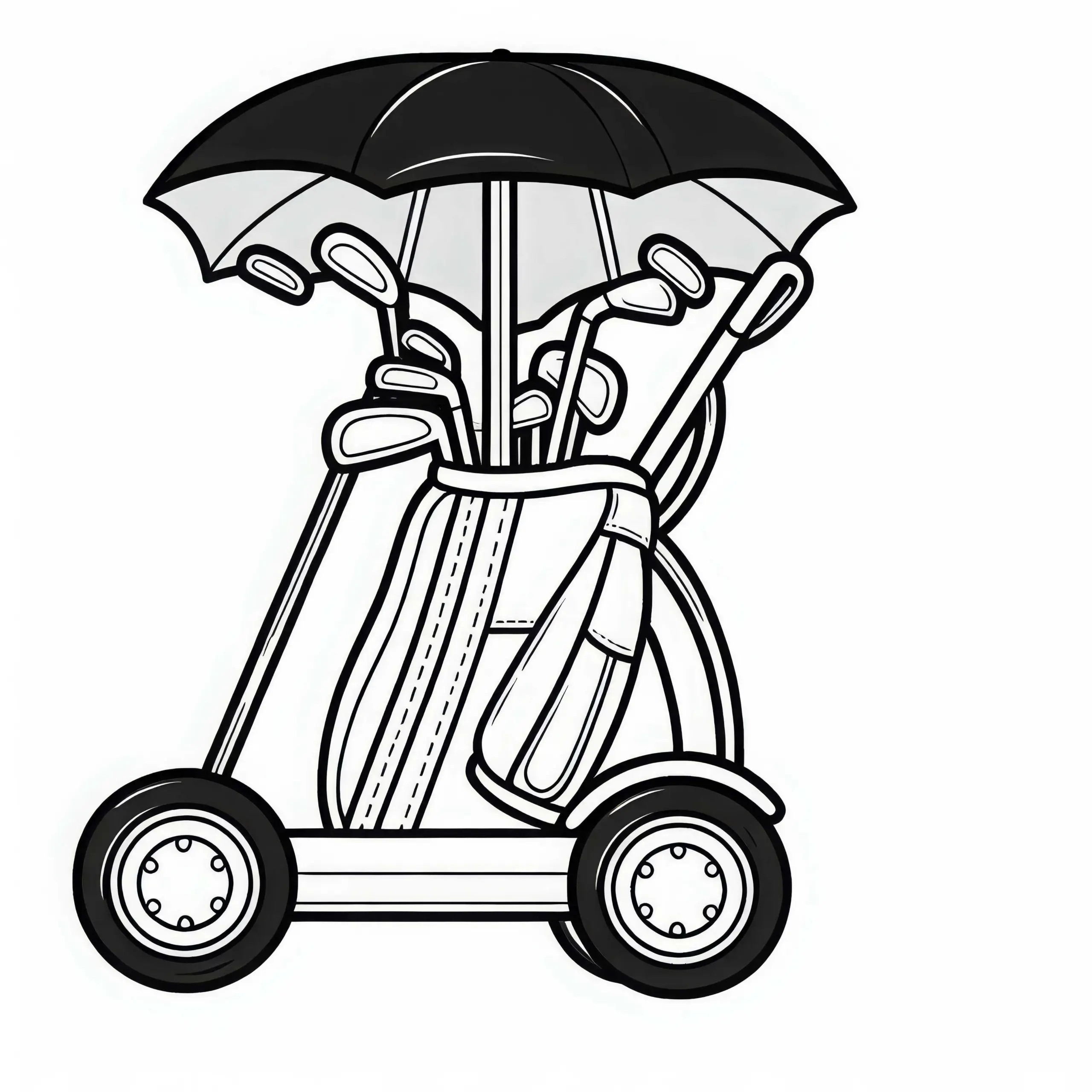 Golftasche mit Trolley Malvorlage gratis (Ausmalbild)