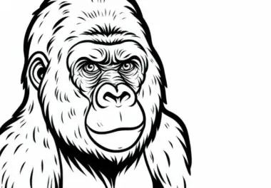 Kostenlose Ausmalbilder von einem Gorilla: Affe zum Ausmalen