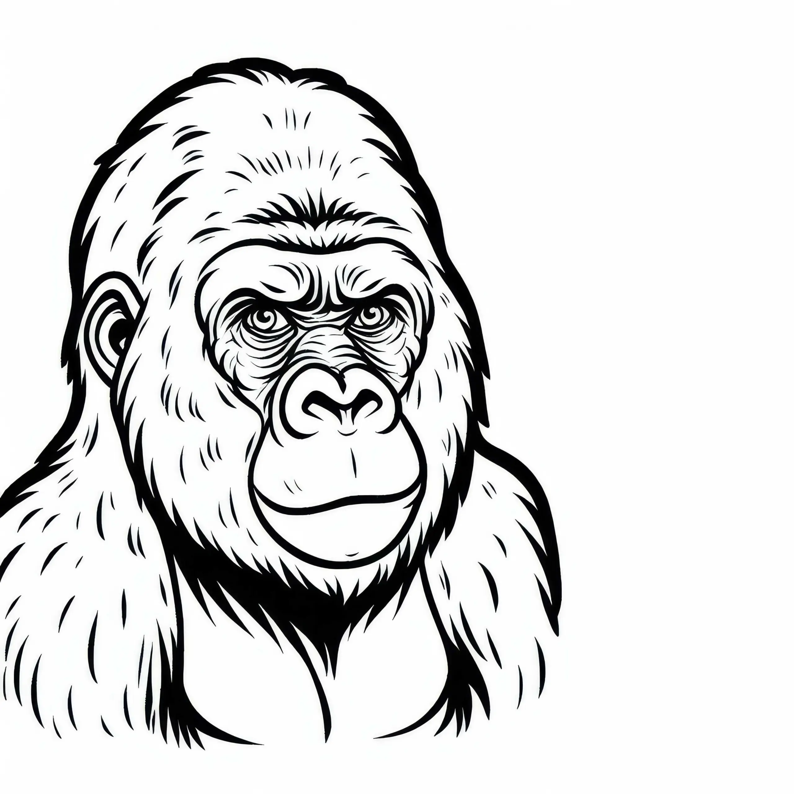 Kostenlose Ausmalbilder von einem Gorilla: Affe zum Ausmalen