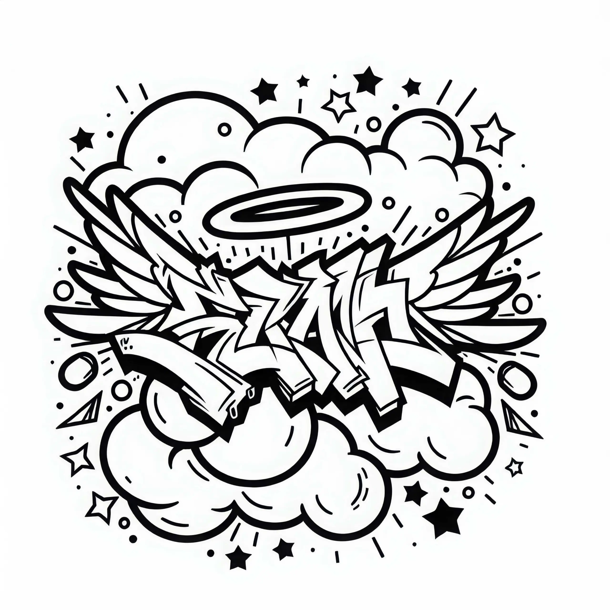 Graffiti Schriftzug Malvorlage Kostenlos (Ausmalbild)