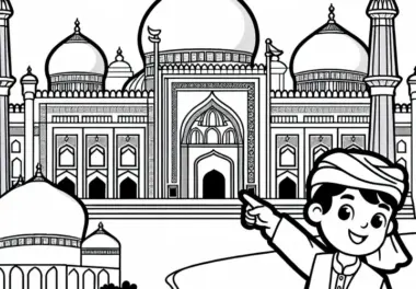 Große Moschee Malvorlage für islamische Kultur kostenlos