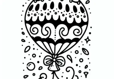 Großer Luftballon zu Fasching – Malvorlage einfach & kostenlos