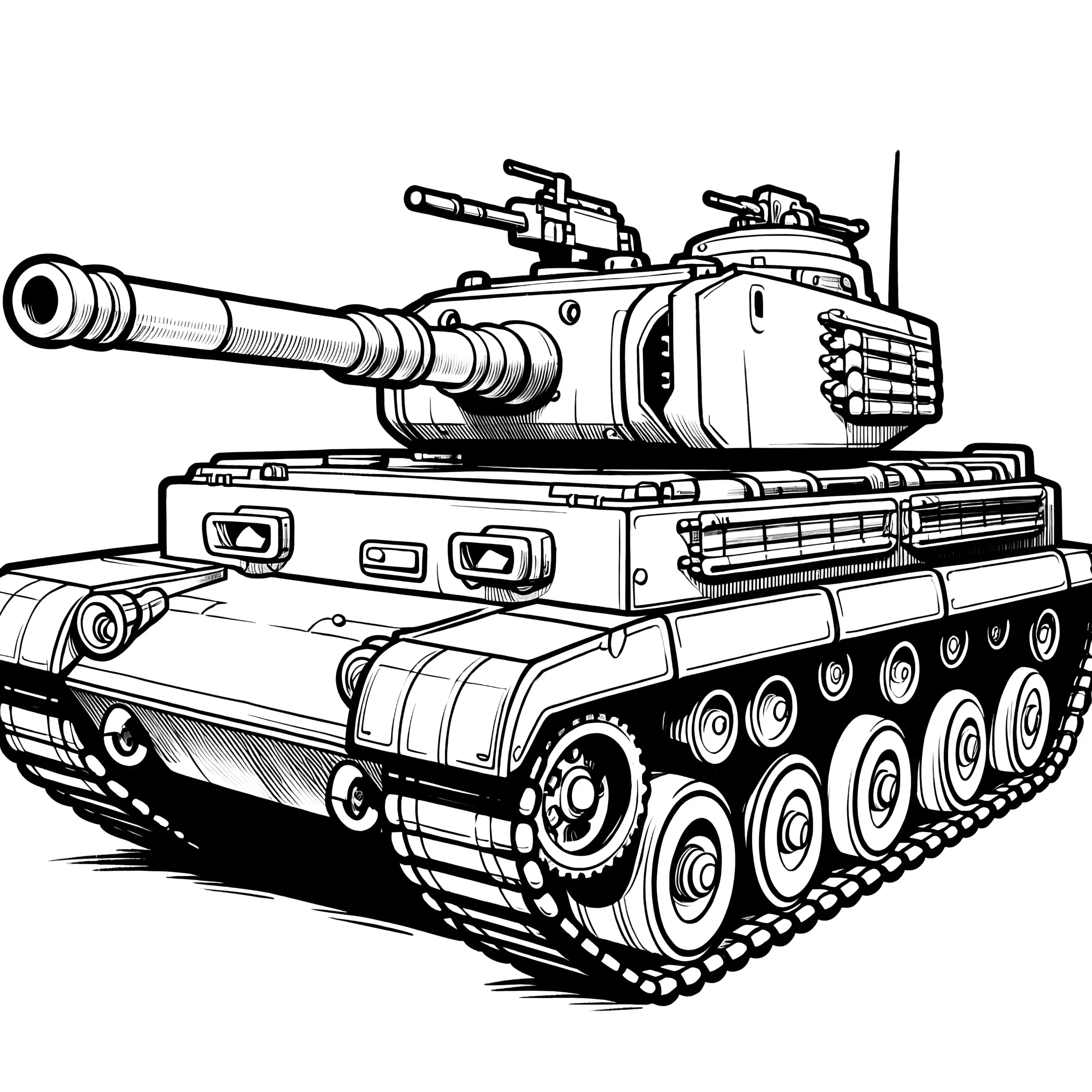 Großer Panzer: Kettenfahrzeug Ausmalbild (Kostenlos)