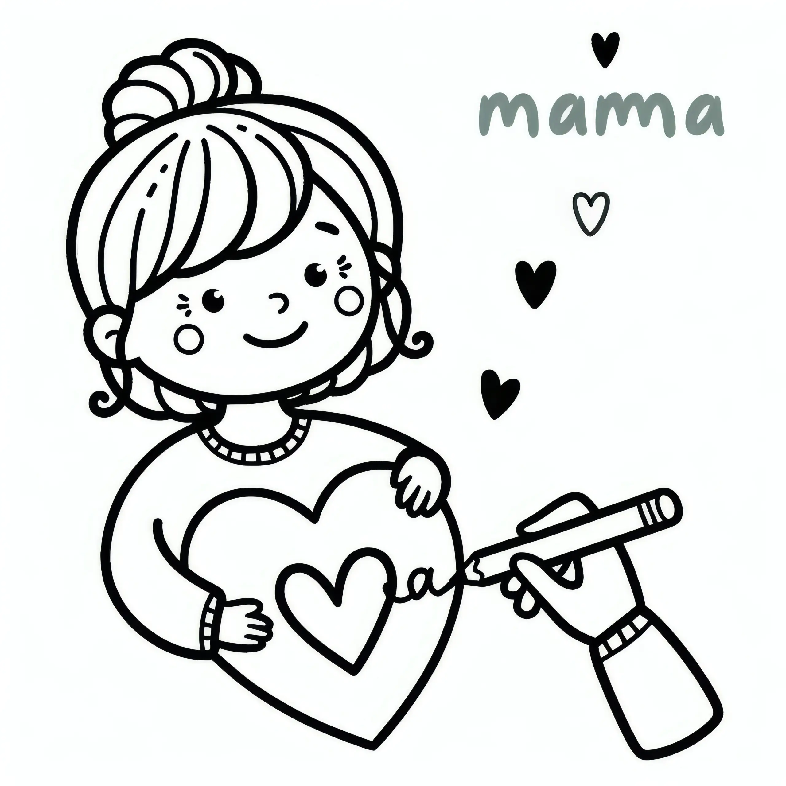 Großes Herz für Mama zum Muttertag: Einfaches Ausmalbild (Gratis)