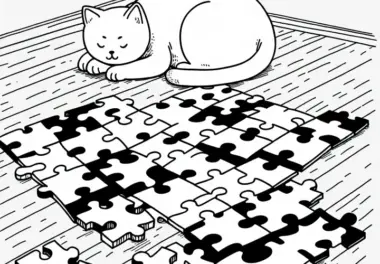 Großes Puzzle Liegt Noch Unvollständig Auf Dem Boden – Ausmalbild Kostenlos