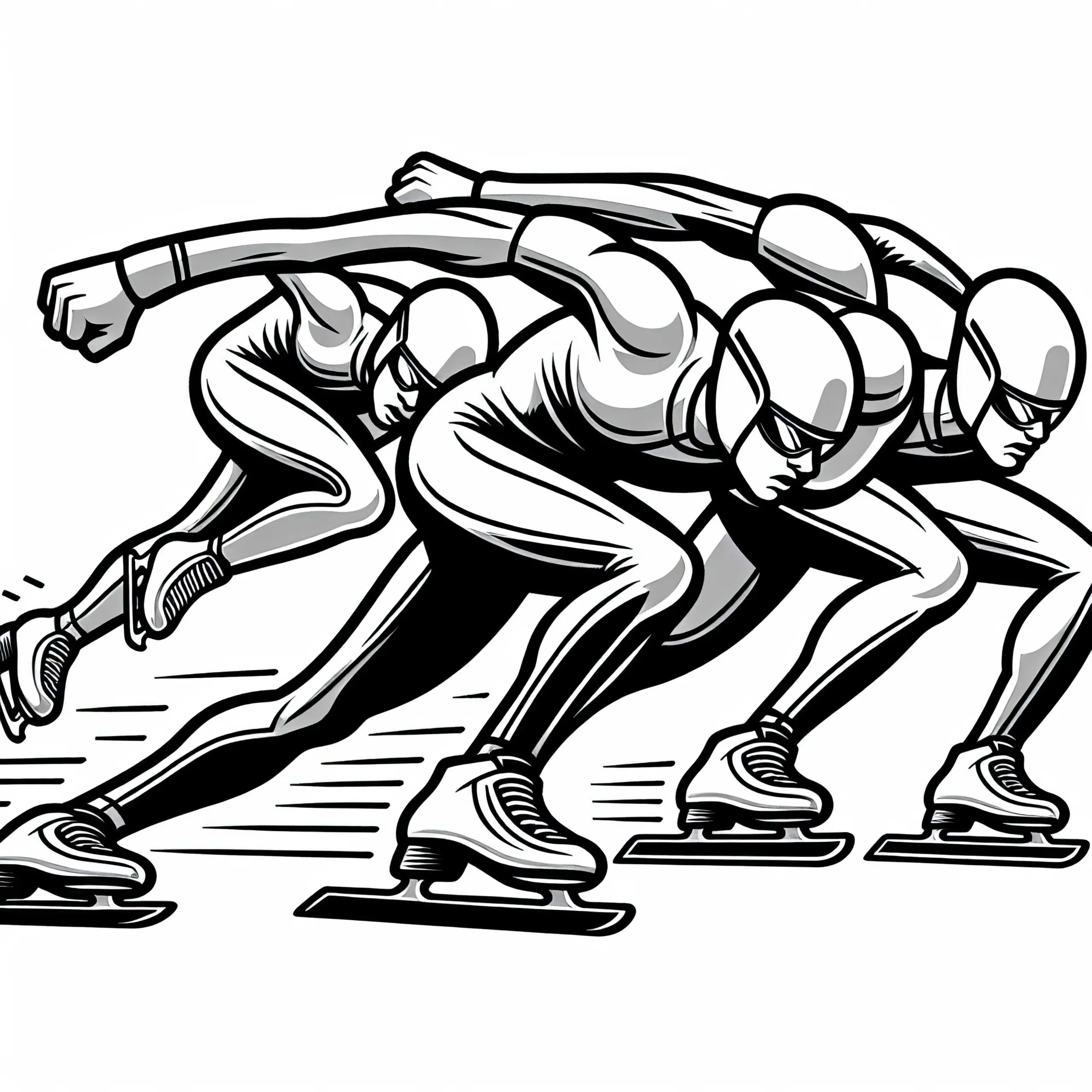 Gruppe Speedskater Malvorlage Gratis (Ausmalbild)