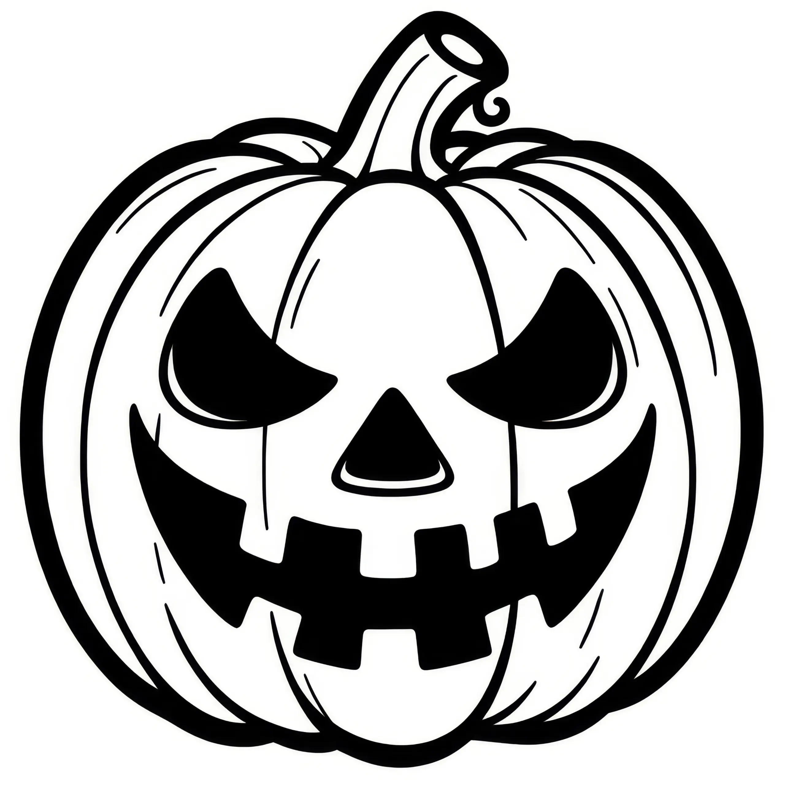 Gruselig geschnitzter Kürbis: Halloween Malvorlage (Gratis) (Ausmalbild)