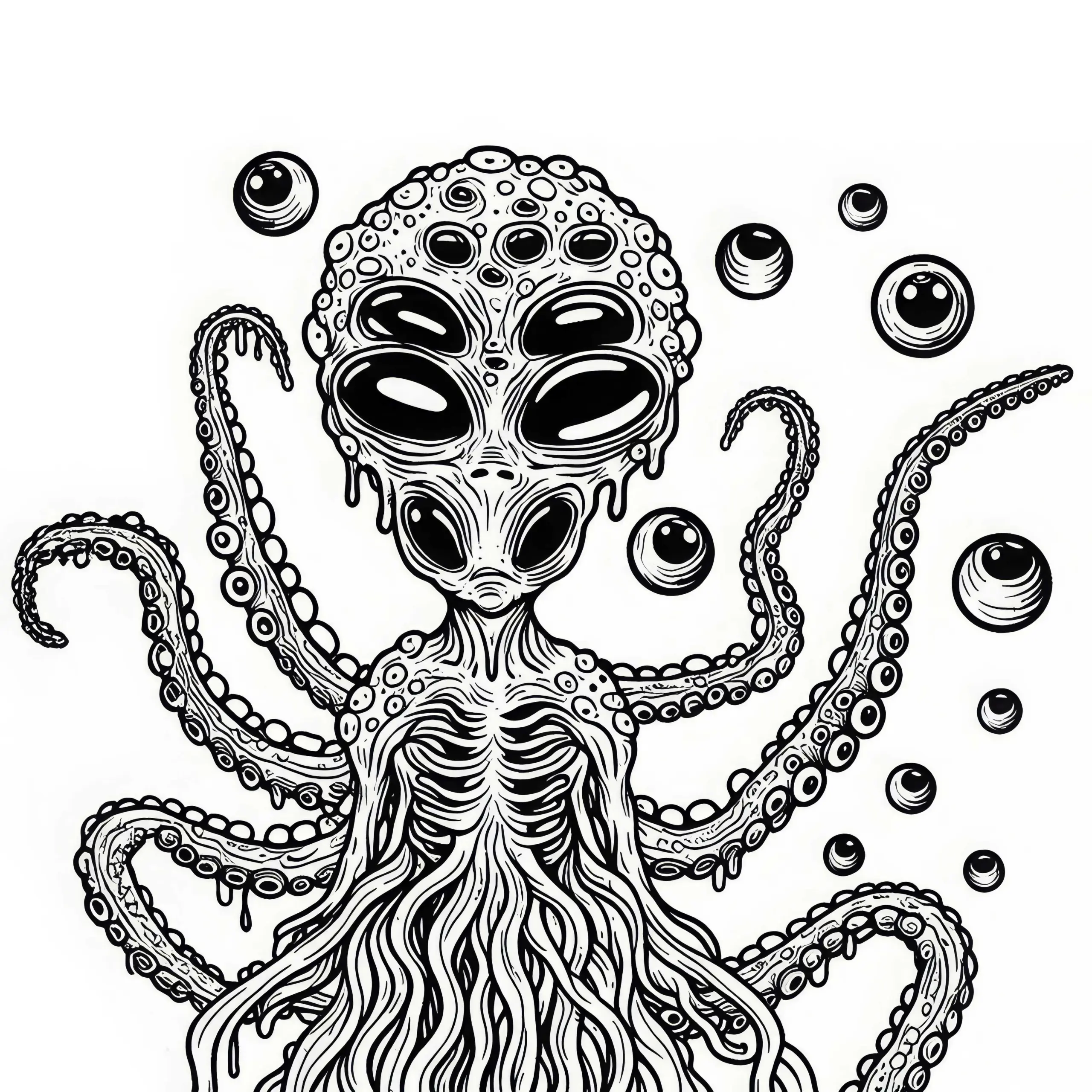 Gruseliges Alien Malvorlage Kostenlos (Ausmalbild)