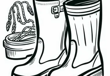 Gummistiefel eines Landwirts – Ausmalbild kostenlos