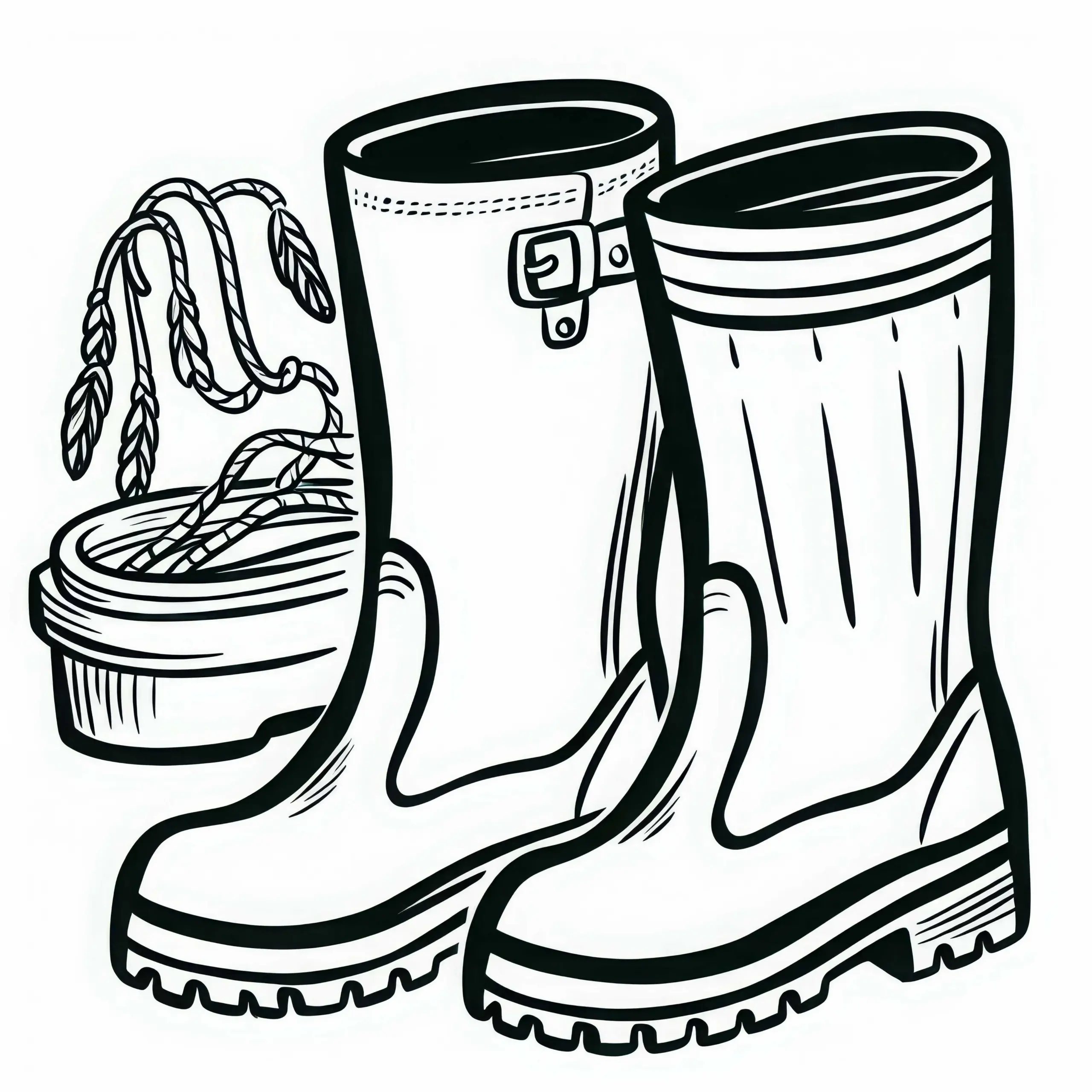 Gummistiefel eines Landwirts – Ausmalbild kostenlos
